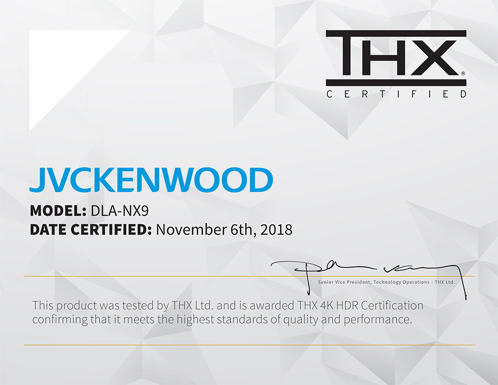 DLA-NX9 THX Certificate